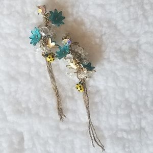 Betsey Johnson flower and bee dangle stud earrings